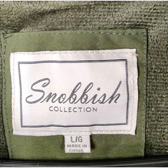 Snobbish Puffer Jacket Womens Large Olive Green Black Faux Fur Hooded Full Zip - Picture 4 of 16